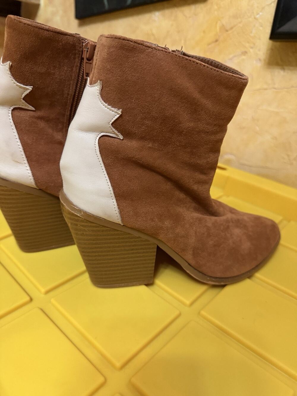 Yoki Women's High Heel Boots Size 6.5 Brown Suede With Leather Heel